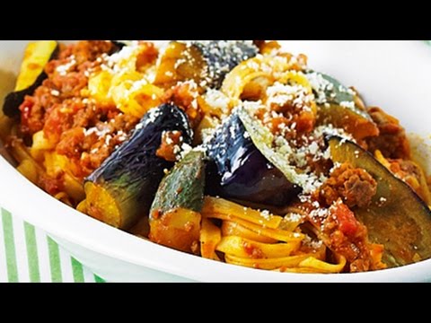 ナスのミートソースパスタ