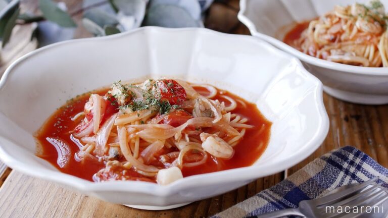 【トマトスープパスタ】魚介の旨味たっぷり♪トマト缶とシーフードミックスで簡単に♪｜macaroni（マカロニ）