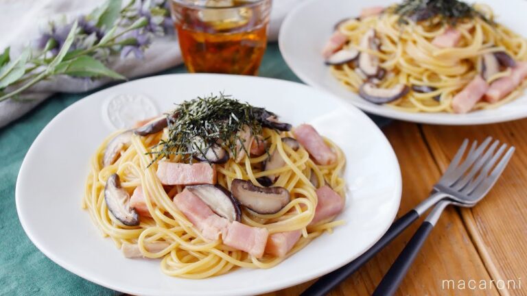 【しいたけとベーコンの和風パスタ】ワンパンでお手軽！ランチにおすすめ♪｜macaroni（マカロニ）