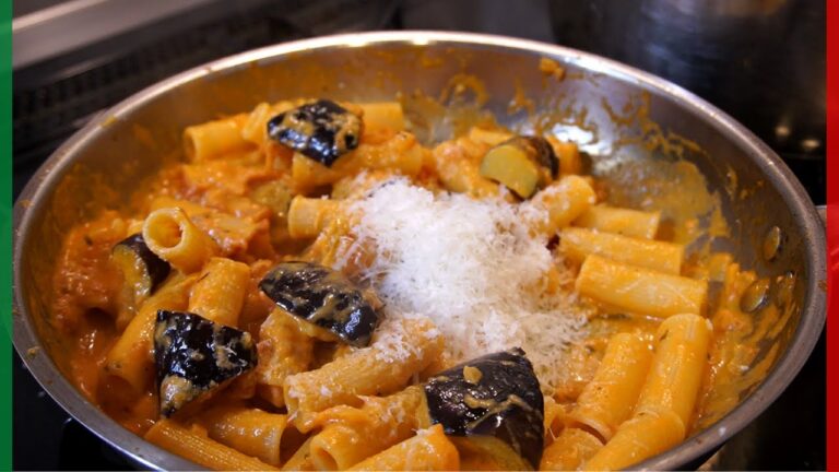 【ナスの甘味とクリームのコクがたまらん！】ナスのトマトクリームパスタ！