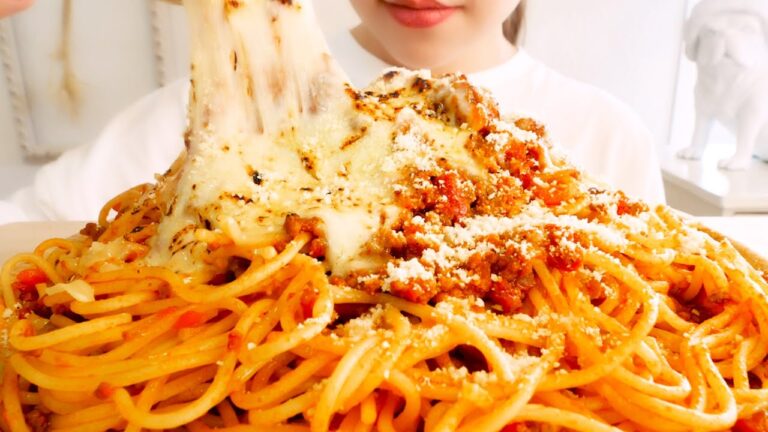 【咀嚼音】濃厚チーズ乗せミートソースパスタ｜Meat Sauce Spaghetti Eating Sounds/ASMR/mukbang
