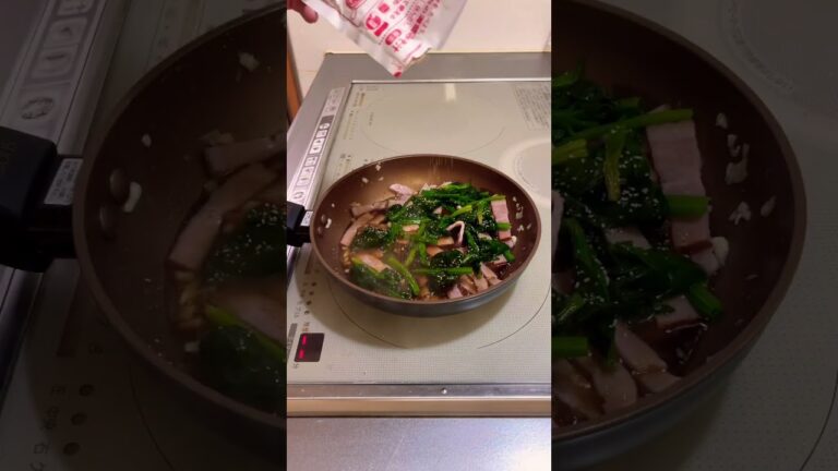 【ほうれん草とベーコンの和風パスタ】