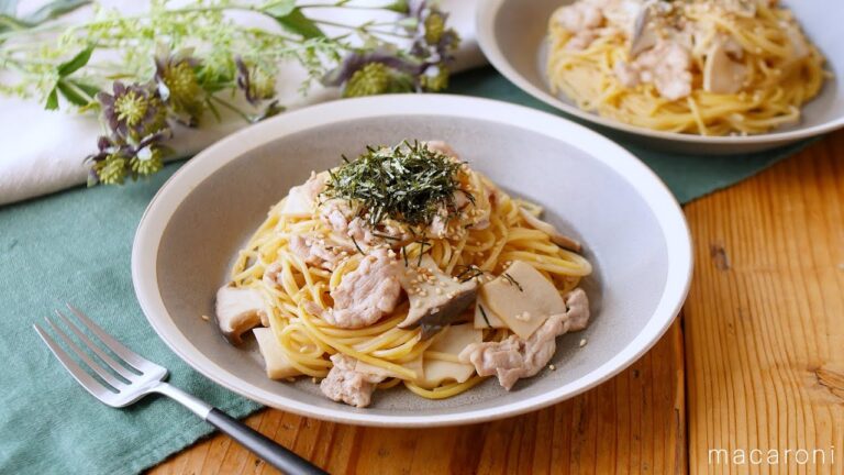 【エリンギと豚肉のバター醤油パスタ】ワンパンでパパッと！ボリュームたっぷり♪｜macaroni（マカロニ）