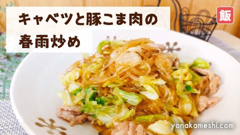 【ご飯がすすむ♪】キャベツと豚こま肉の春雨炒め [Stir fried cabbage and pork with glass noodles]