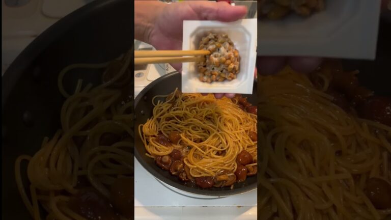 納豆なめこパスタ                                                #やすまるだし公式アンバサダー