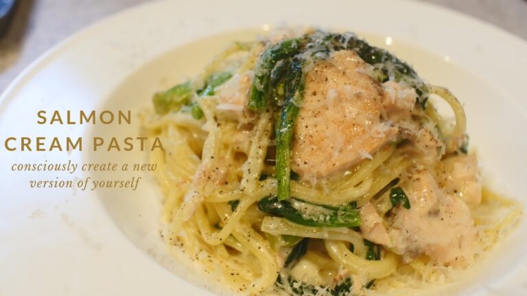 サーモンとほうれん草のクリームパスタ｜Salmon cream pasta