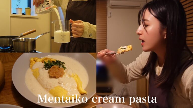 【#12 料理vlog】大葉をたっぷり使った明太子クリームオムライス🥚23歳2人暮らし|モデル×無印スタッフ