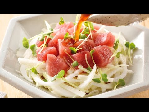 新たまねぎと長芋とまぐろの和え物の作り方