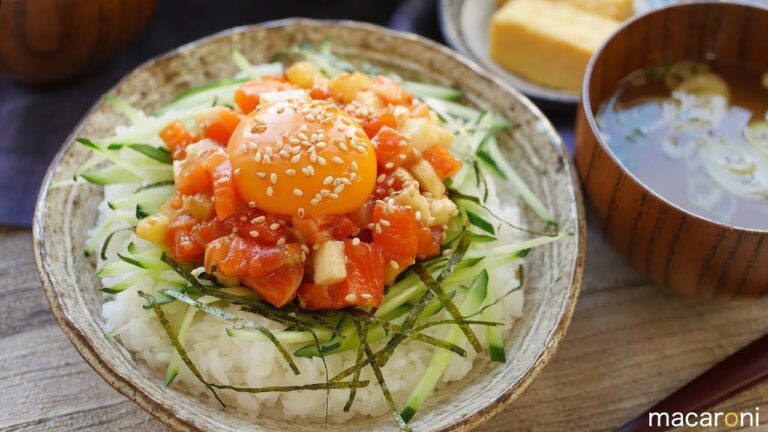 すぐでき10分！ポリポリやみつき サーモンの トロたく ユッケ 丼 のレシピ 作り方