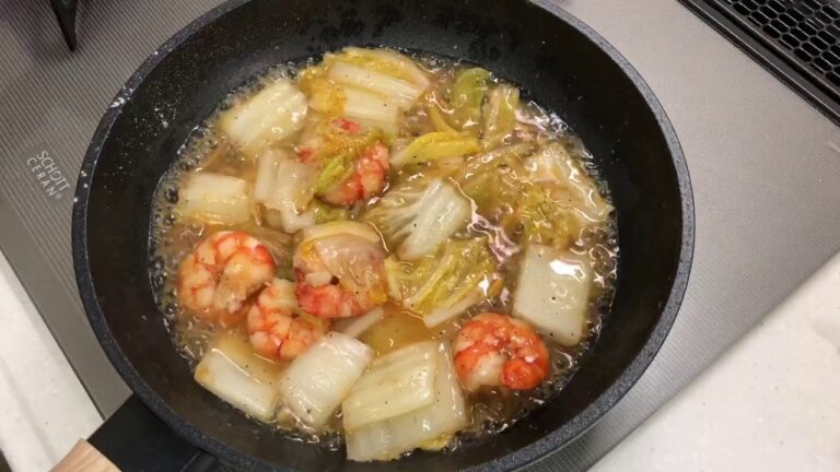 生姜たっぷり海老と白菜のとろーり炒め