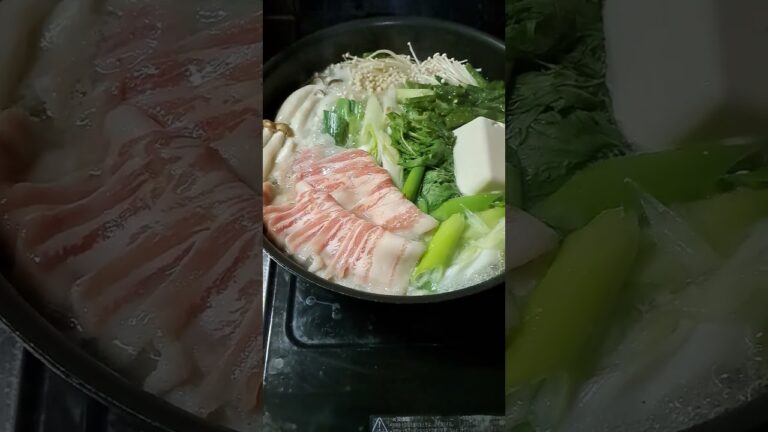 ネギをたくさん入れた豚肉味噌鍋です　甘口にできました。　