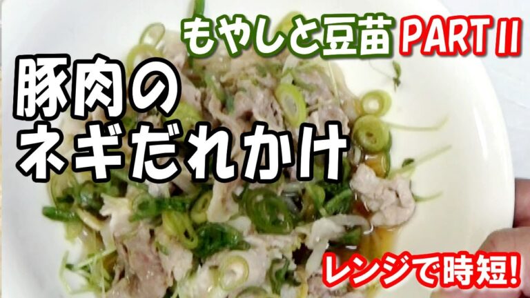 【レンジで時短！】豚肉のネギだれかれ　もやしと豆苗partⅡ【ズボラ飯】