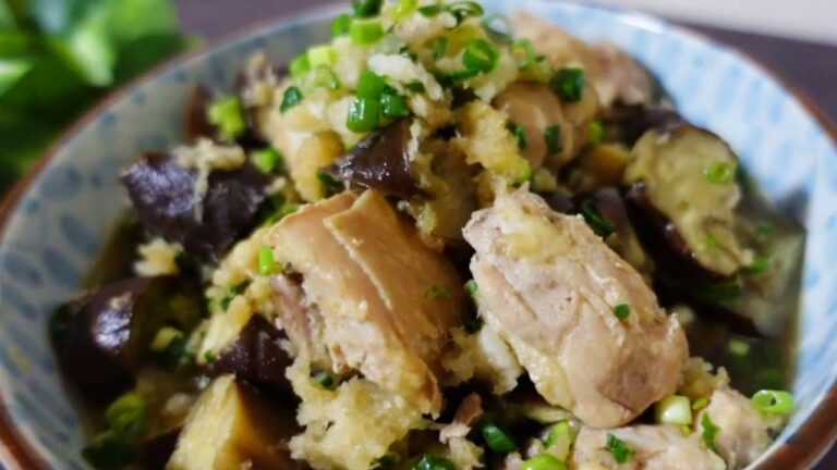 SUB）【ナス大量消費!!】激うま！茄子と鶏肉のおろしポン酢の作り方♪How to eat the most delicious eggplant