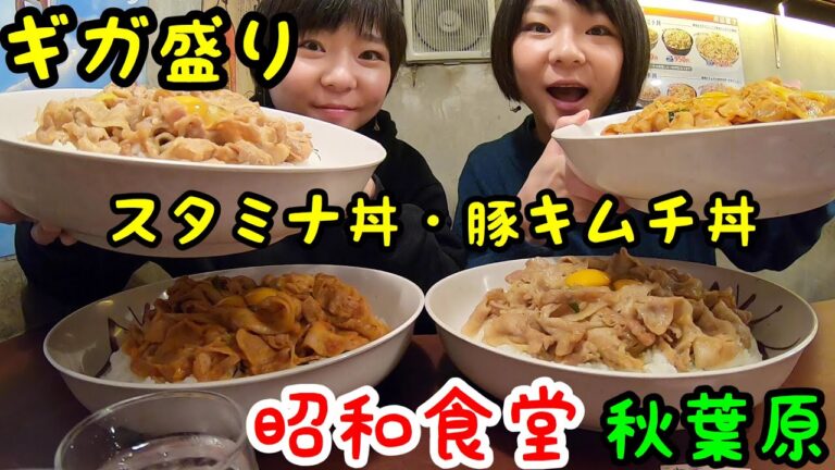 【大食い】昭和食堂さんでギガ盛りのスタミナ丼と豚キムチ丼を食べてきました！【双子】