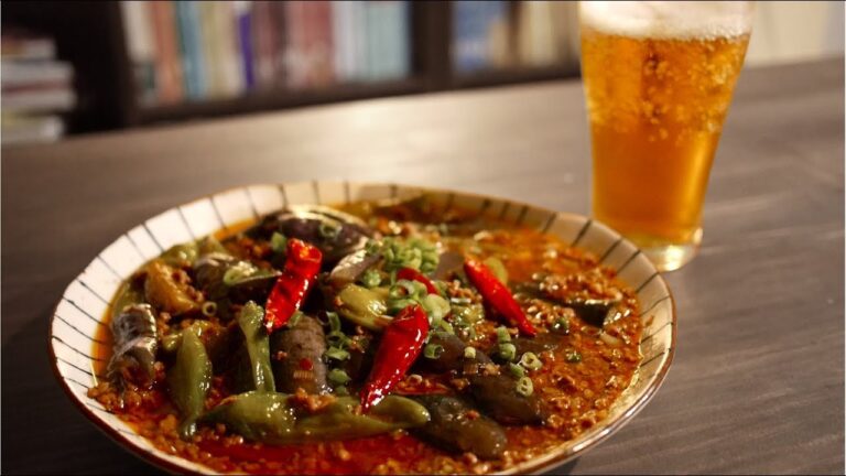 残暑。美味辛い麻婆ナス(fried egg plant with Chinese chili sauce)