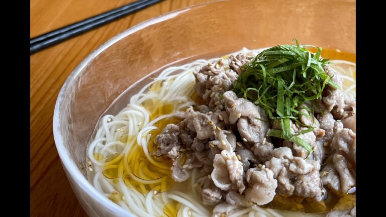 さっぱりおいしい！冷製塩そうめんの梅豚添え