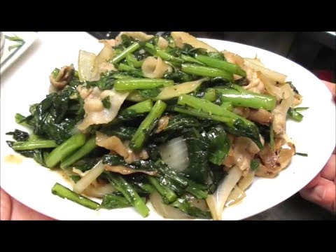 このタレは絶対覚えておいた方が良い！春菊と豚肉のオイスターソース炒めの作り方！