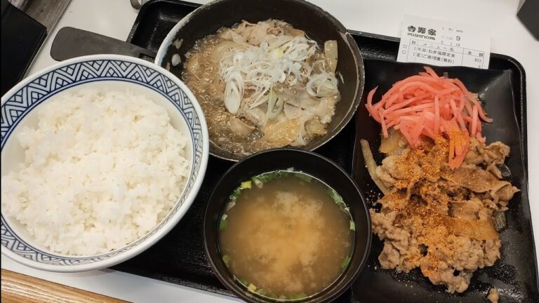 2022.9.30金 吉野家 W定食牛皿ねぎ塩豚定食 ご飯大盛り 税込み877円