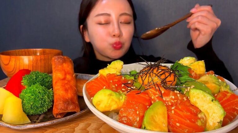 【ASMR】サーモンポキ丼 [EatingSounds モッパン 咀嚼音 먹방]