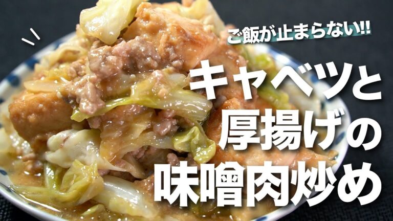 【キャベツレシピ】コスパ最強！甘味噌にやみつきなにんにくと生姜で食欲そそる◎ご飯が止まらないキャベツと厚揚げの味噌肉炒め【今日のあと一品】【厚揚げ】