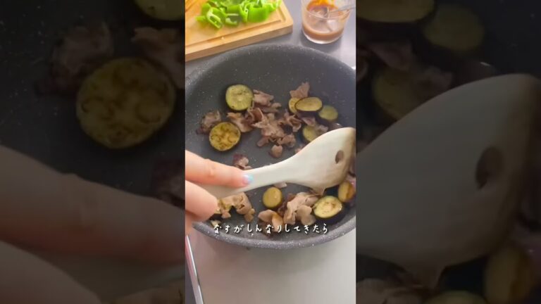 【スタミナ満点♪】なすと豚バラの味噌たま丼