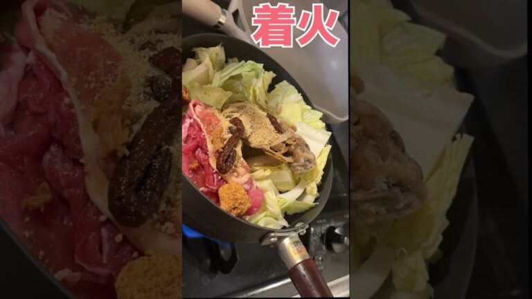 【新人Vtuber】あやかし苺の食いしん坊☆万歳！　#40   白菜と豚肉のピリ辛ごまみそスープ【実写】#絢河岸苺 #Shorts　#新人VTuber　＃料理動画　＃自炊