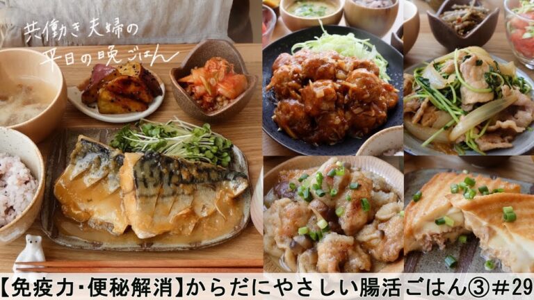 【平日５日間の晩ごはん＃29】からだにやさしい腸活ごはん③(料理動画／発酵食品／一週間の献立／時短レシピ／簡単レシピ／作り置きおかず／家庭料理／共働き夫婦/丁寧な暮らし/ママレシピ食堂)