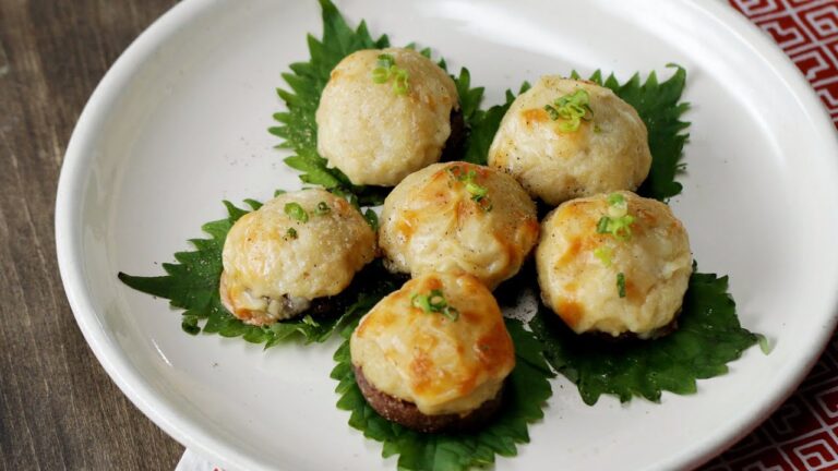 トースターで簡単！肉詰めしいたけのチーズ焼き