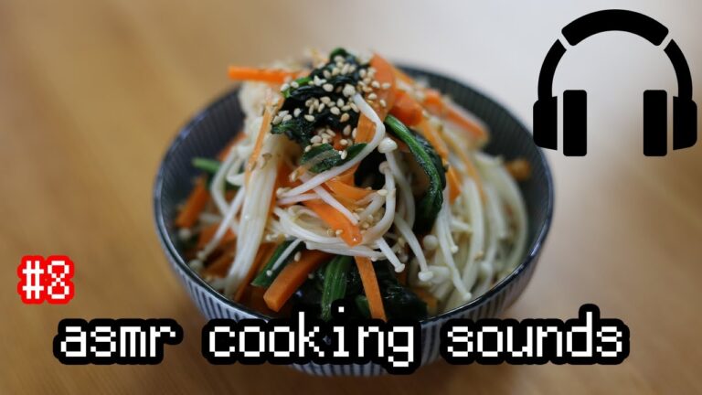 【ASMR Cooking Sounds #8】Sounds of making " Enoki Namul "/えのきナムル  長尺ver【料理 音】