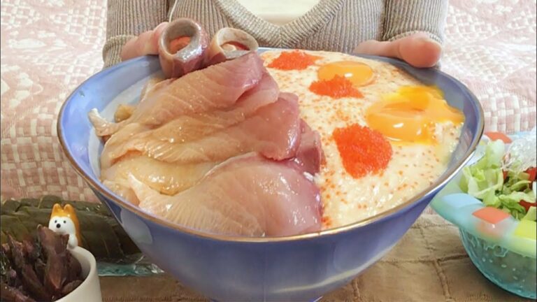 20190523【咀嚼音】【ASMR】【mukbang】とろろとびっ子と ブリのお刺身丼 サラダ お新香 食べるだけ 一人飯 飯枠 飯動画 Mukbang
