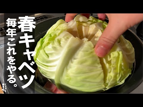 【季節到来、簡単一玉レシピ】春キャベツで毎年楽しみレシピ。丸蒸しキャベペペぺぺ。