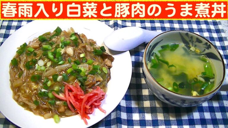 【一人deごはん】Let’s eat at home！うま煮はウマいね～！「春雨入り白菜と豚肉のうま煮丼」