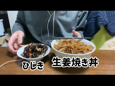 【ASMR飯テロ咀嚼音】生姜焼き丼、ひじきを大食いする動画です。【eating sounds】【mukbang】