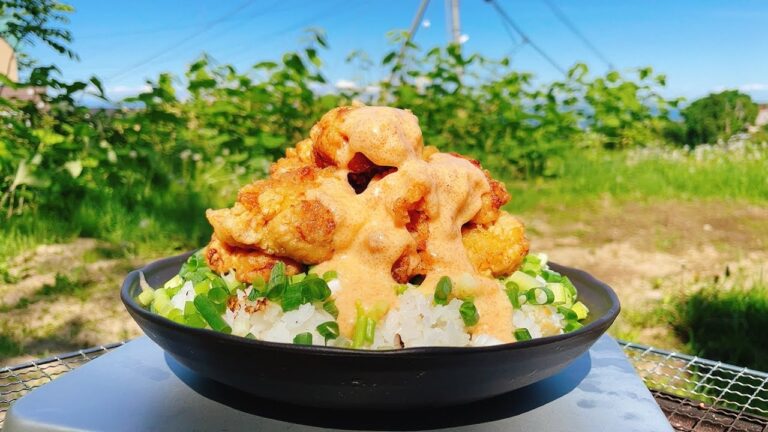 手作り明太マヨネーズをぶっかけて爆盛りザンギ丼をひたすら食らう動画