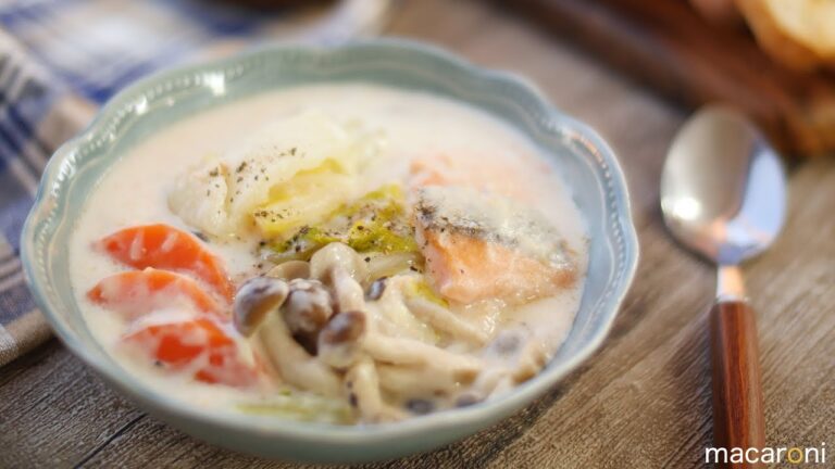 とろっとコクまろ！ レンジで 簡単 鮭と きのこの クリーム煮 のレシピ  作り方