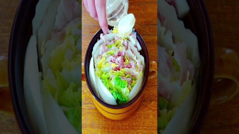 レンチン簡単！【豚バラ白菜のミルフィーユ鍋】#shorts #料理 #簡単 #健康