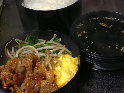 【弁当レシピ】コチュ豚弁当とゆず胡椒スープ　Bento