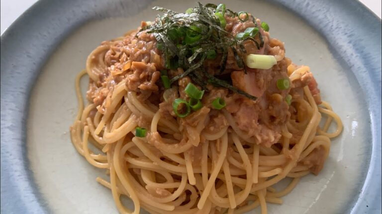 納豆とベーコンのパスタの作り方 #レシピ #料理