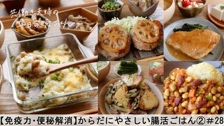【平日５日間の晩ごはん＃28】からだにやさしい腸活ごはん②(料理動画／発酵食品／一週間の献立／時短レシピ／簡単レシピ／作り置きおかず／家庭料理／共働き夫婦/丁寧な暮らし/ママレシピ食堂)