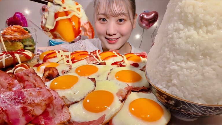 ASMR ベーコンエッグ Bacon and Eggs【日本語字幕】【咀嚼音/ Mukbang/ Eating Sounds】
