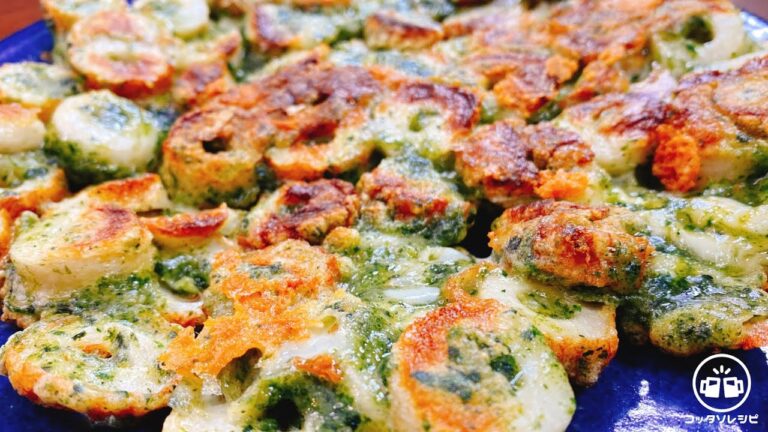 【３分焼くだけ】とにかく安くて簡単で驚くほど超旨い！サクサクもちもち♪『ちくわの磯辺チーズチヂミ』節約／おつまみ／おやつ／晩御飯／弁当 [ENG SUB]