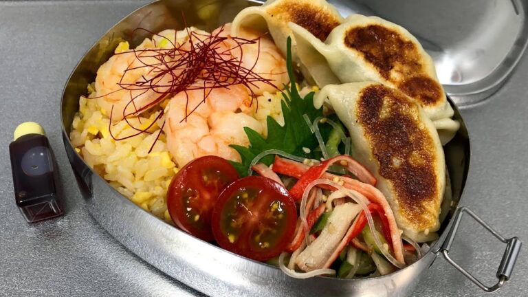【えび炒飯弁当】お弁当作り｜手作りニラ餃子・春雨サラダ｜アラフォー主婦の弁当作り動画