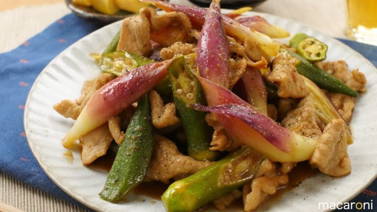 簡単鮮やか味香る！ みょうがと オクラの 豚肉 黒酢 香味炒め のレシピ 作り方
