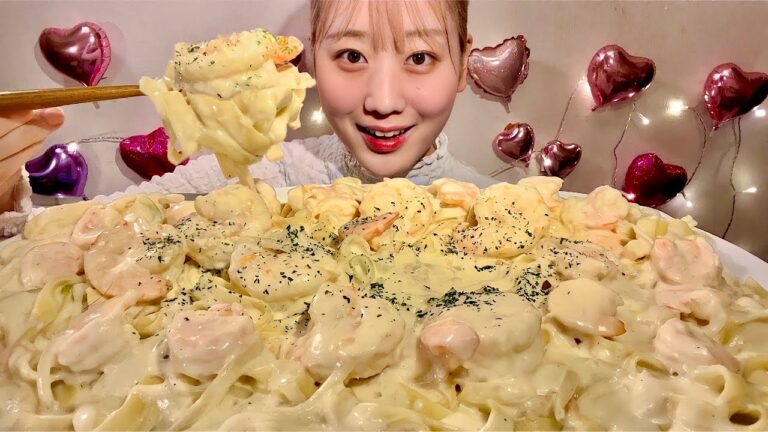 ASMR Creamy Shrimp Pasta【Mukbang/ Eating Sounds】【English subtitles】