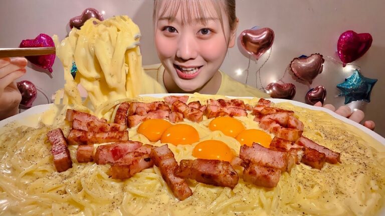 ASMR 超濃厚カルボナーラ Rich Carbonara【日本語字幕】【咀嚼音/ Mukbang/ Eating Sounds】