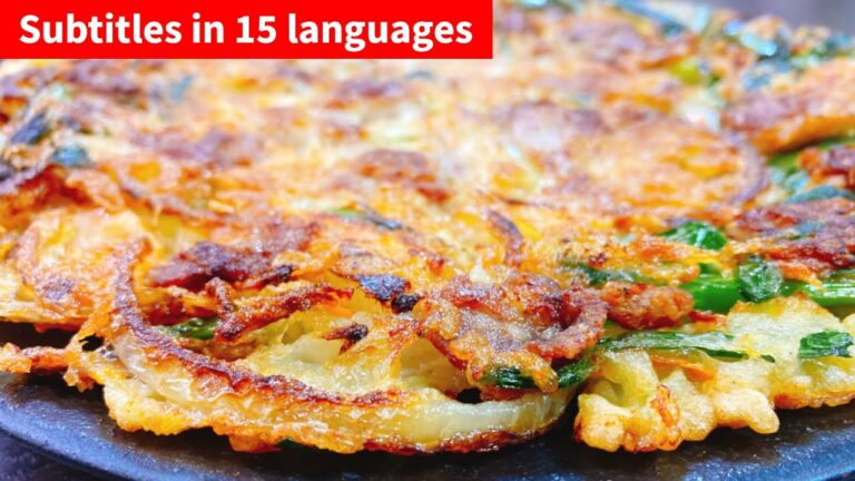 混ぜて焼くだけ！この黄金生地とやみつきタレが超旨すぎてお店で食べなくなった『カリもち♪豚チーズ黄金チヂミ』korean pancake【おつまみ】돼지 치즈 파전　먹방　韓国風お好み焼き SUB