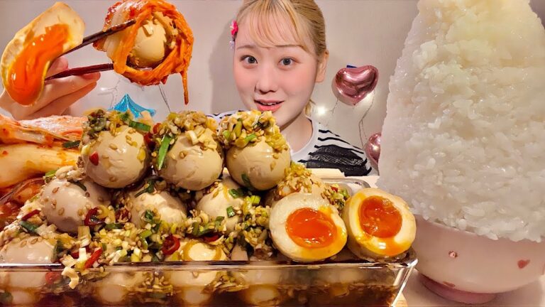 ASMR 話題の「麻薬たまご」にキムチ Drug Eggs and Kimchi【日本語字幕】【咀嚼音/ Mukbang/ Eating Sounds】