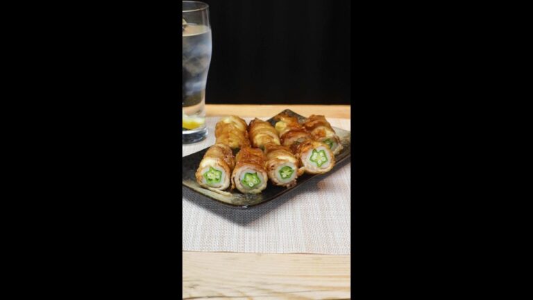 【カリカリチーズ！】オクラとちくわのチーズ豚まき / Okra and Chikuwa Cheese Pork Rolls #Shorts