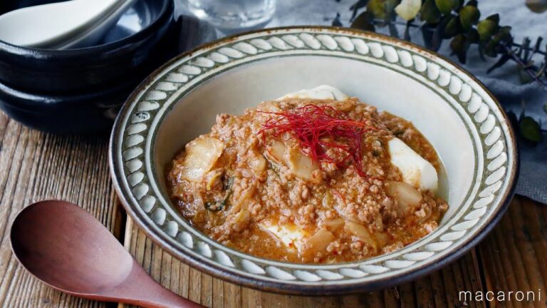 【まるごと豆腐のキムチ麻婆あんかけ】ぱぱっと15分！レンジで完結レシピ！