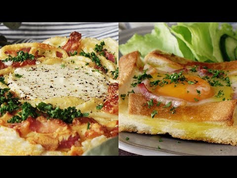 うどんvsトースト カルボナーラ風対決🍝